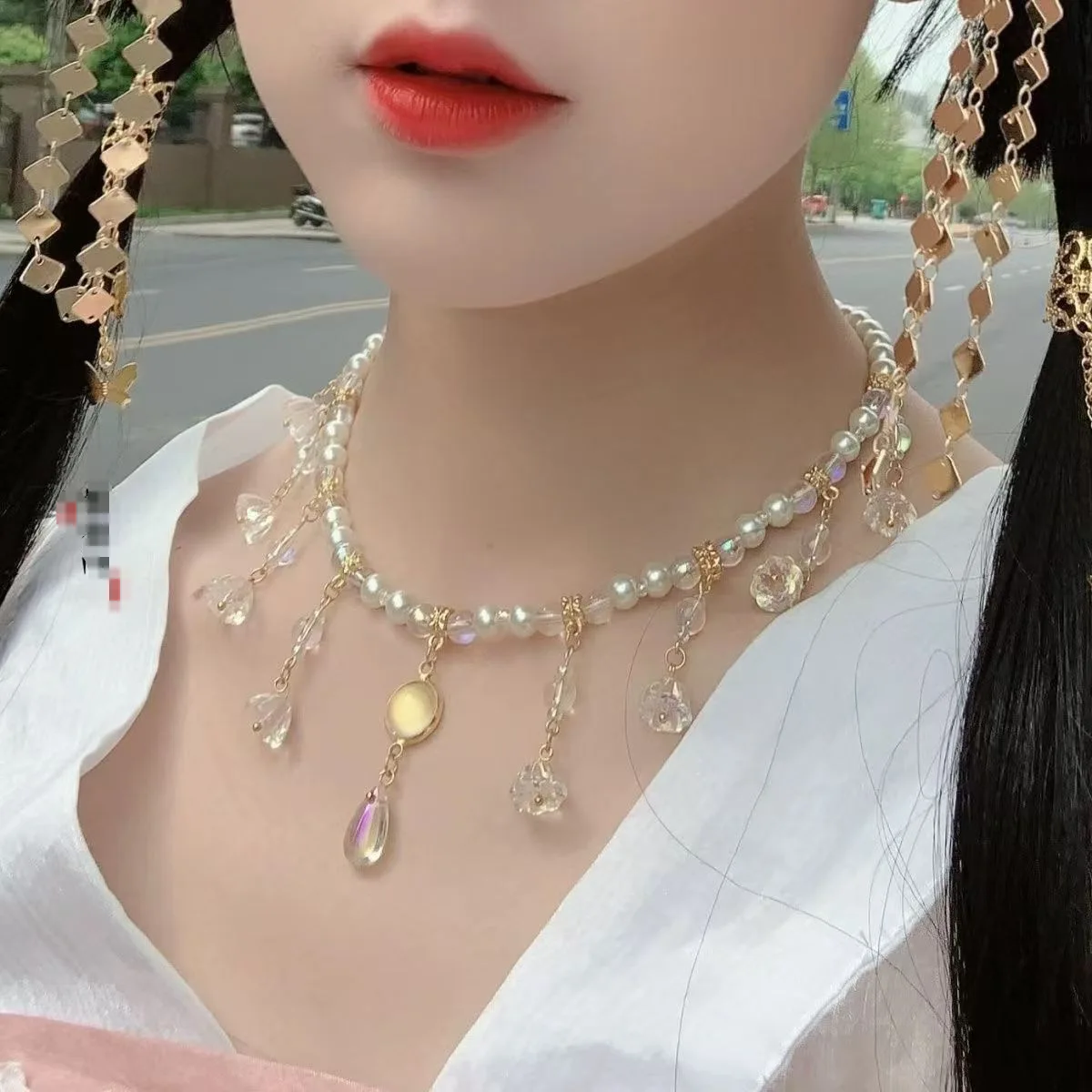 Жемчужное ожерелье с кисточкой женское антикварное в китайском стиле жемчужный