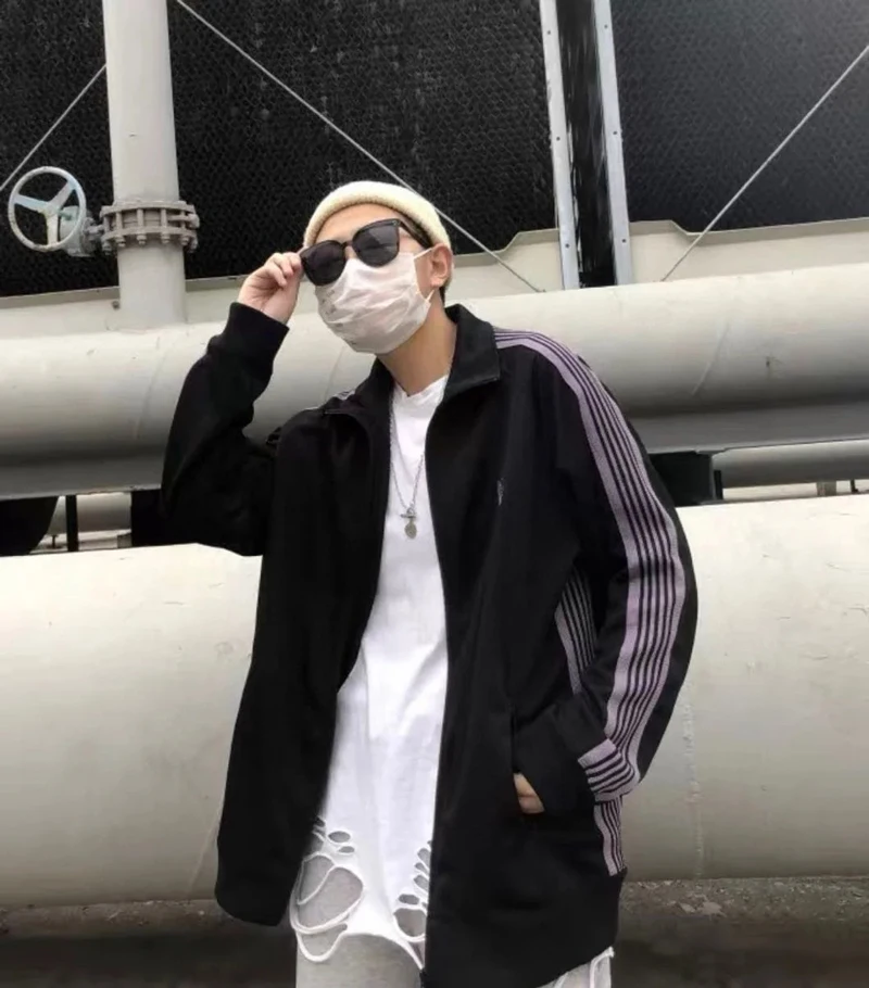 Butterfly Men Women 1:1 High Quality Hip Hop Streetwear Embroidery Ribbon Needles Jacket Stripes Sports and Leisure Coats