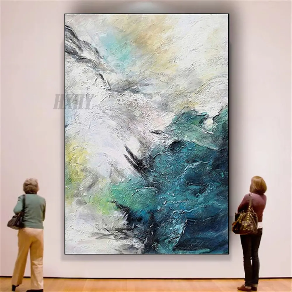

Luxury Home Trim Poster Abstract Field Green Canvas Mural Modern Real Handmade Oil Painting Decor Living Room Wall Art Exhibits