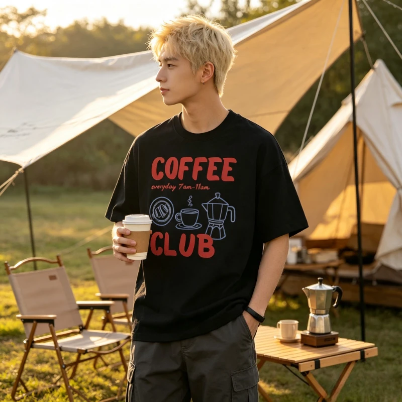 Фото Топы в стиле Y2K, креативные футболки с принтом Coffee Club Everyday 7Am 11Amprint, женские футболки, универсальные женские футболки, повседневный топ с круглым вырезом, летний топ №5