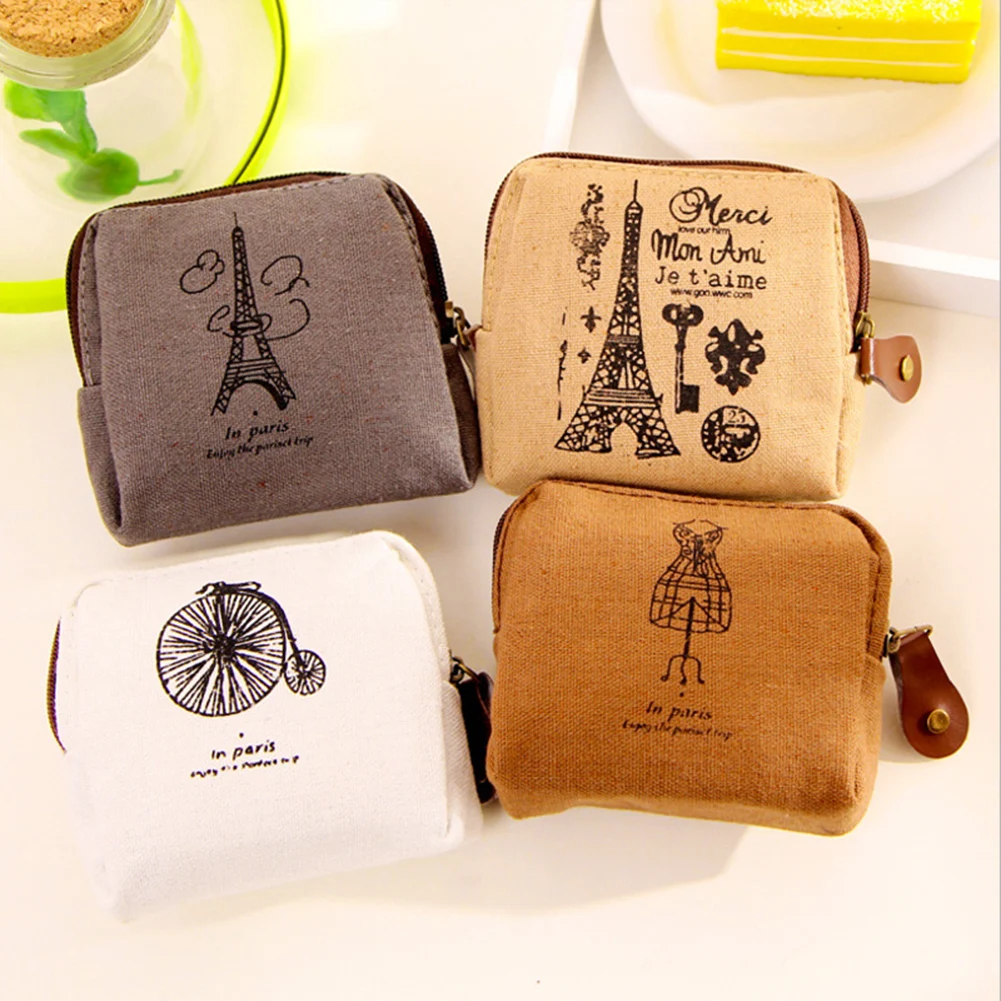

Fashion Vintage Pattern Coin Purses Small Fresh Canvas Coin Wallet Lady Girls Earphone Coin Key Money Storage Bag Zipper Pouch