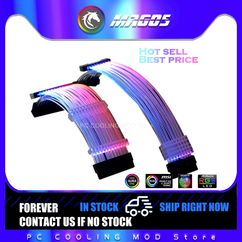 Удлинительный кабель PSU RGB, ATX 24Pin GPU 8Pin Triple Streamer PCI-E 6 + 2P Dual Rainbow Cord 5V Sync, украшение для ПК