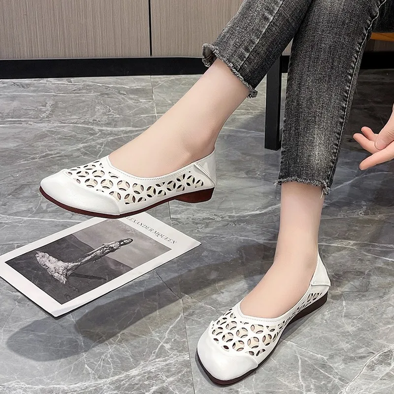 Туфли женские на плоской подошве дышащие Нескользящие износостойкие с круглым