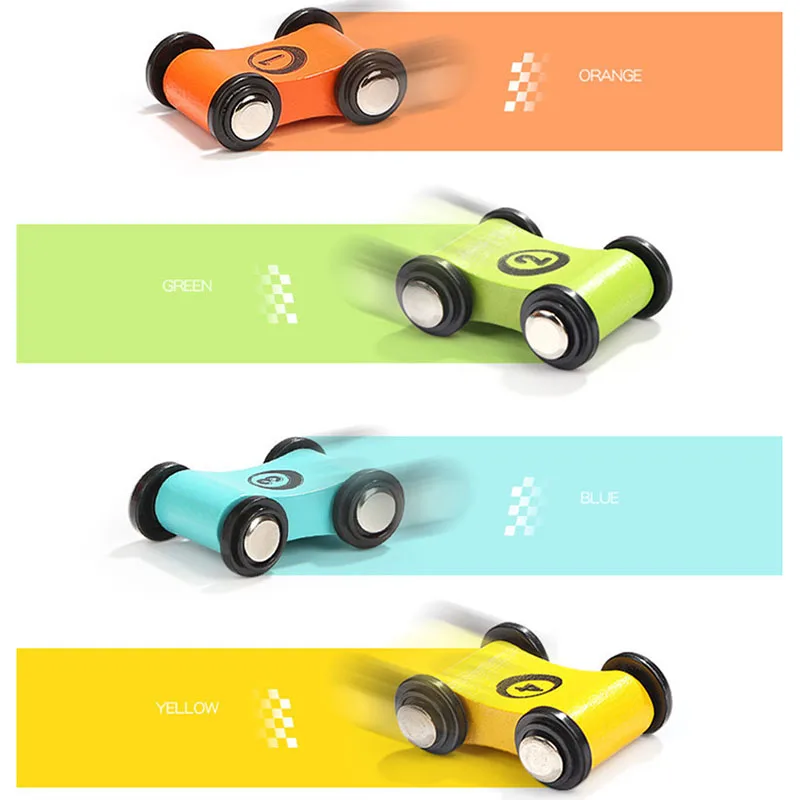 

1Pcs Baby Wooden Slide Car Model Toys Children Colorful Cars Inertia Pull Back Toy Early Educational Toys For Boy Mini Racer