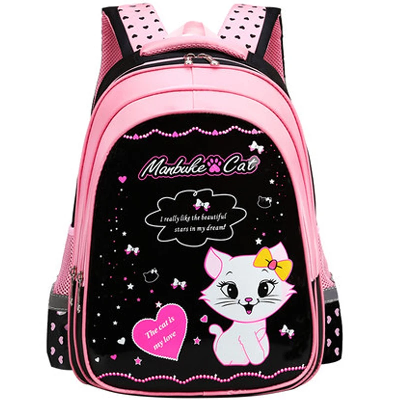 Orthopedic Kid Backpack Cute Girls School Shoulder Bags Children Primary Backpacks Cartoon Cat Princess Pen Bag Mochila Infantil