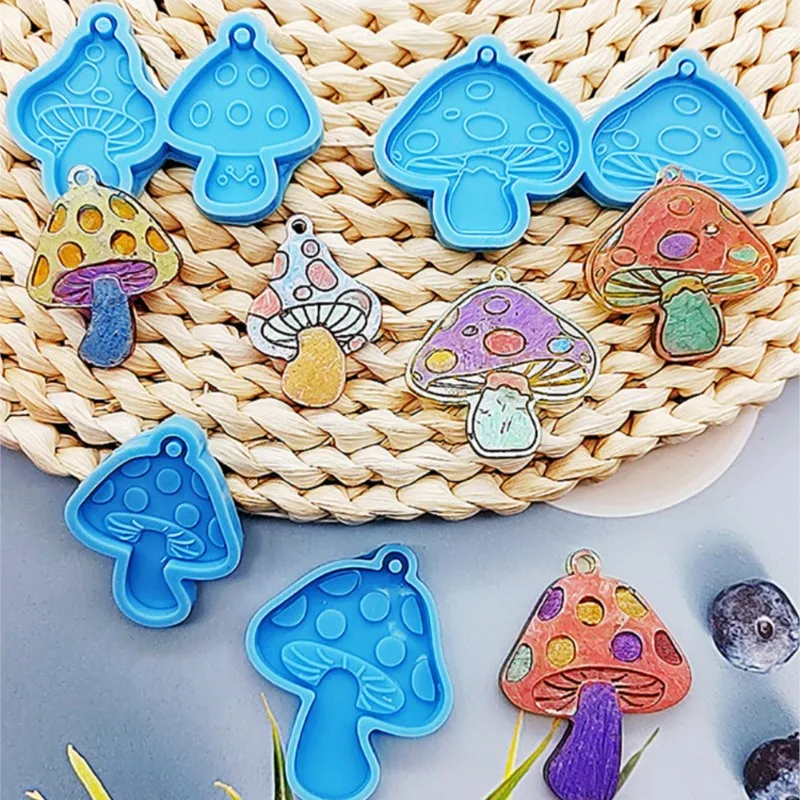 

Mushroom Pendant Keychain Crystal Epoxy Mould Jewellery Earrings Glue Mould Diy Mushroom Keychain