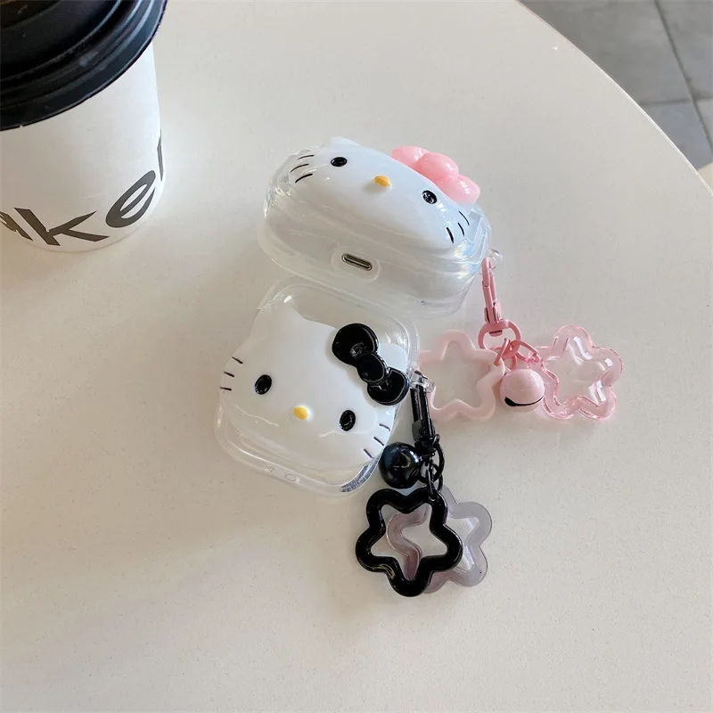 Прозрачный чехол для наушников Hello Kitty Airpod с рисунком искусственной звезды из