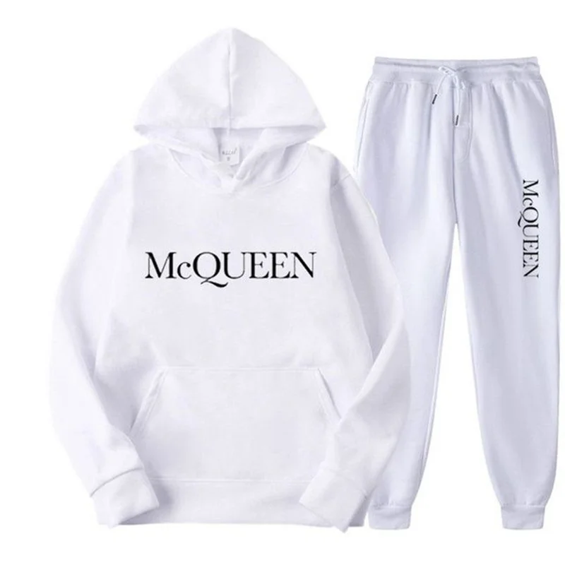 2023 MCQUEEN Brand 2 Pack Men's Hoodie + T-Shirt Collar Hoodie Tracksuit Set Ropa Hombre Men's