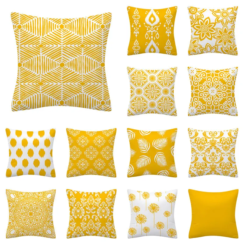 

New Nordic Geometry Yellow Cushion Cases Modern Fashion Abstract Art Pillows Case Sofa Car Couch Decorative Throw Pillows