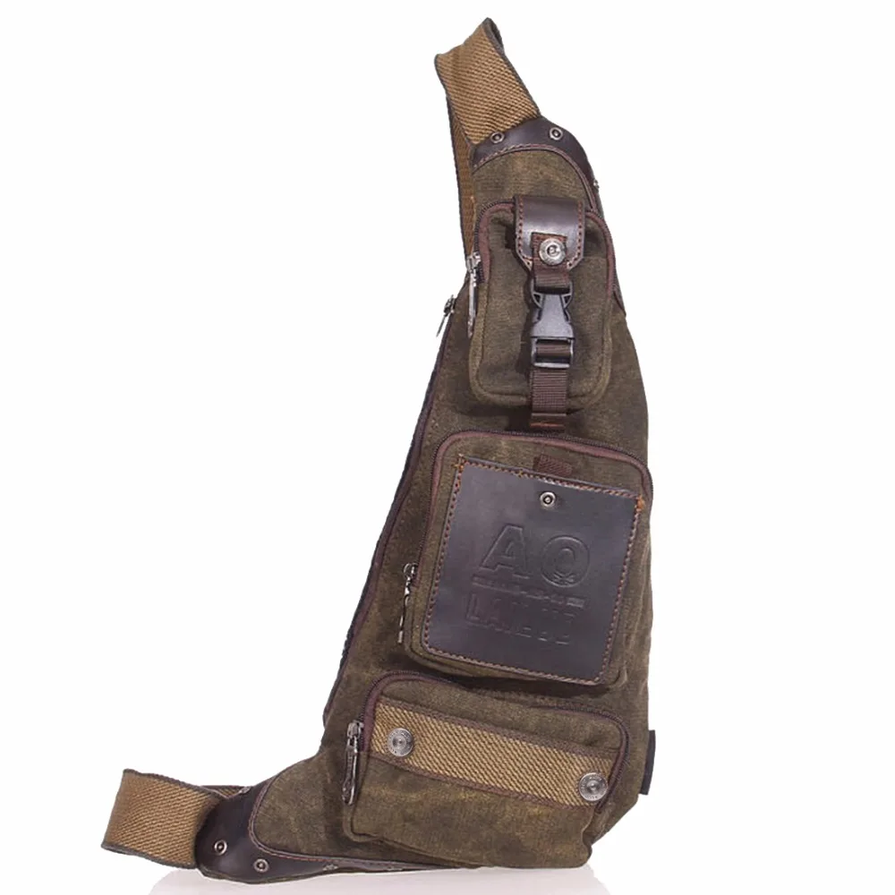 

Холщовая нагрудная сумка для мужчин, Качественная мужская повседневная дорожная сумочка на спине в стиле милитари, тактический Топ, мессенджер-слинг через плечо