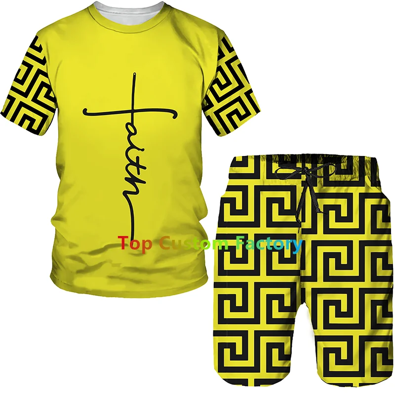 Breathable Short Tracksuit Men T-shirt Suit Man Sets 2 Piece Outfits Summer Beach Brand Luxury 3D Letter Print Male Clothing