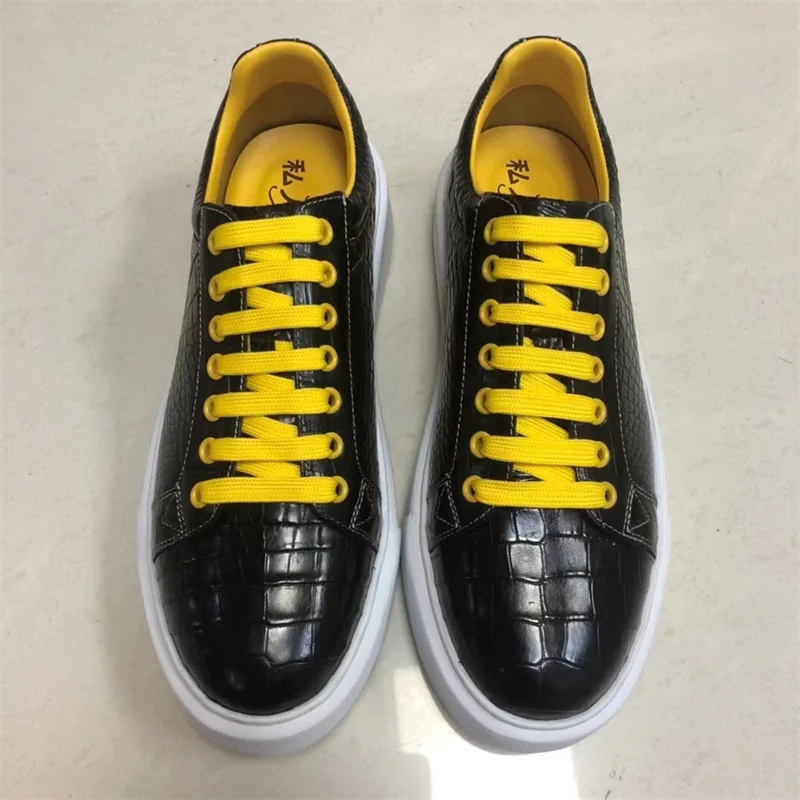 

Повседневные стильные Аутентичные мужские крокодиловые туфли из натуральной крокодиловой кожи для отдыха на вулканизированной подошве мужские туфли из натуральной крокодиловой кожи со шнуровкой на плоской подошве