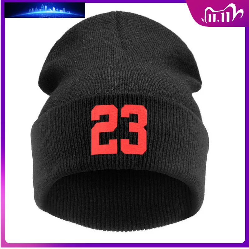 

Fashion Men Winter Knitting Hat Skullie Beanie Cap 23 Number Slouchy Punk Personality Teens Street Dance Hip-hop Caps 2022 New