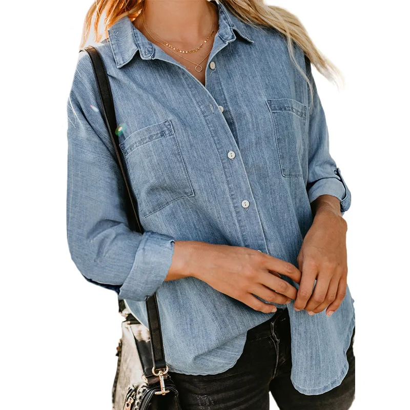 

2022 Women's Shirt Spring and Autumn New Loose Double Pocket Button Long Sleeve Versatile Casual Coat Shirt