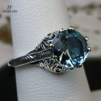 vintage silver plated dark blue women ring wedding anniversary beach party gift jewelry wholesale