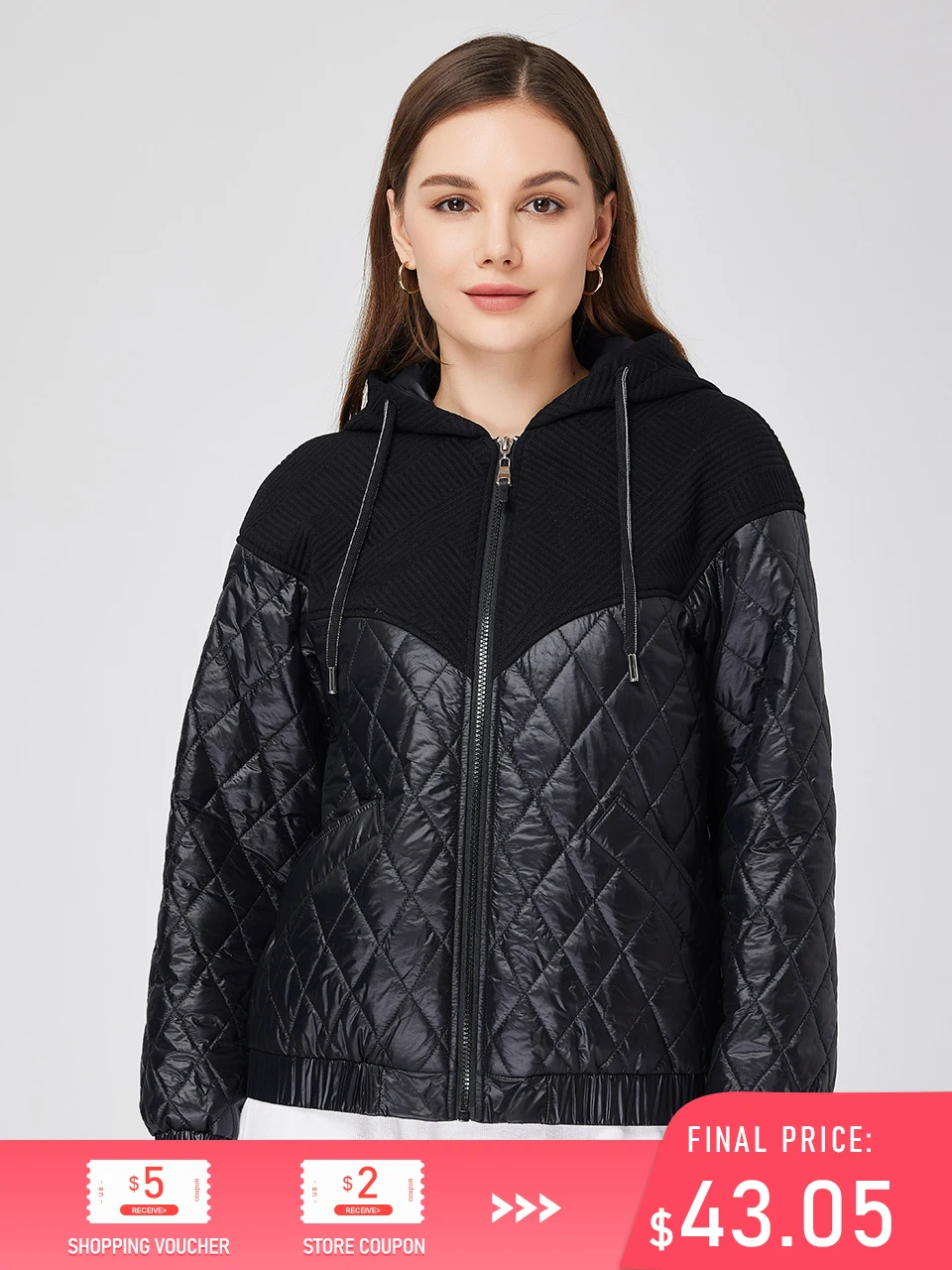 ZIAI New Spring Autumn Short  Women's spring jacket Short Quilted stitching Hooded fashion jackets for women 2023  ZM-20333