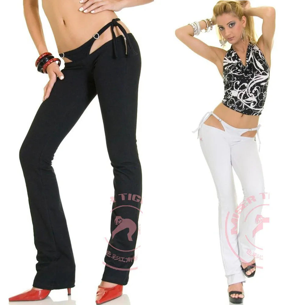 Облегающие расклешенные брюки с низкой талией сексуальные штаны-стринги из двух