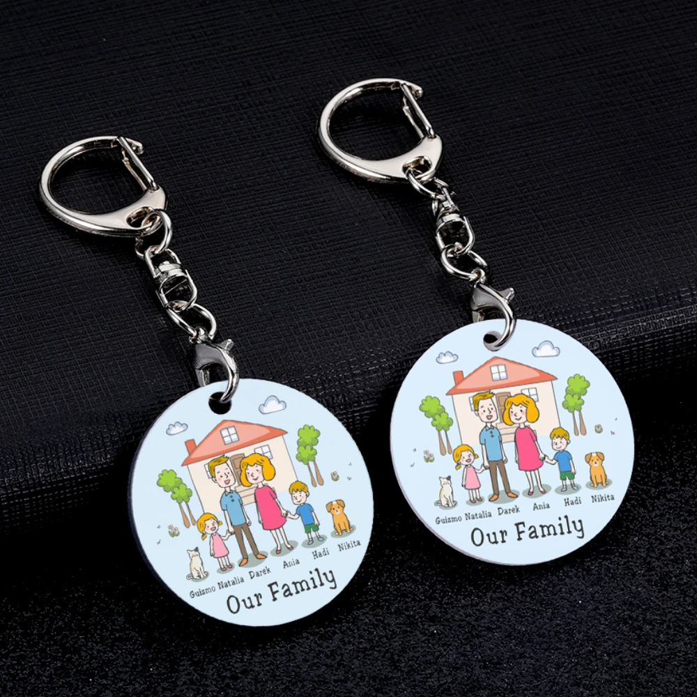 

Cute Family Keychain Personalized Family Name Gifts For Parents Children Presents Engraved Families Member Gift Acrylic Keyrings