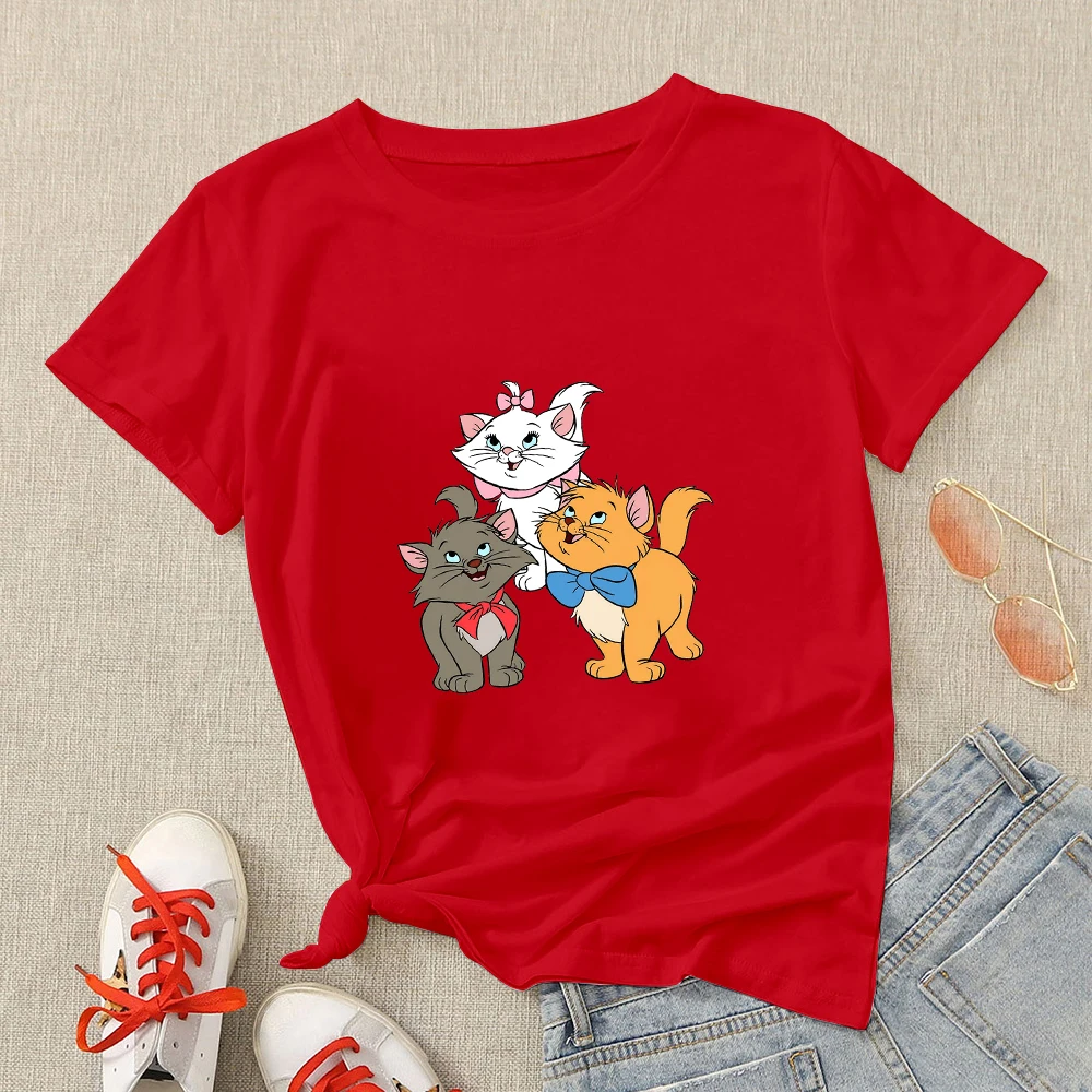 

Marie Aristocats Pull Disney T-Shirt Women's Clothing Summer 2022 Black Edgy Tshirts Friends Kawaii France Elegant Ropa Mujer