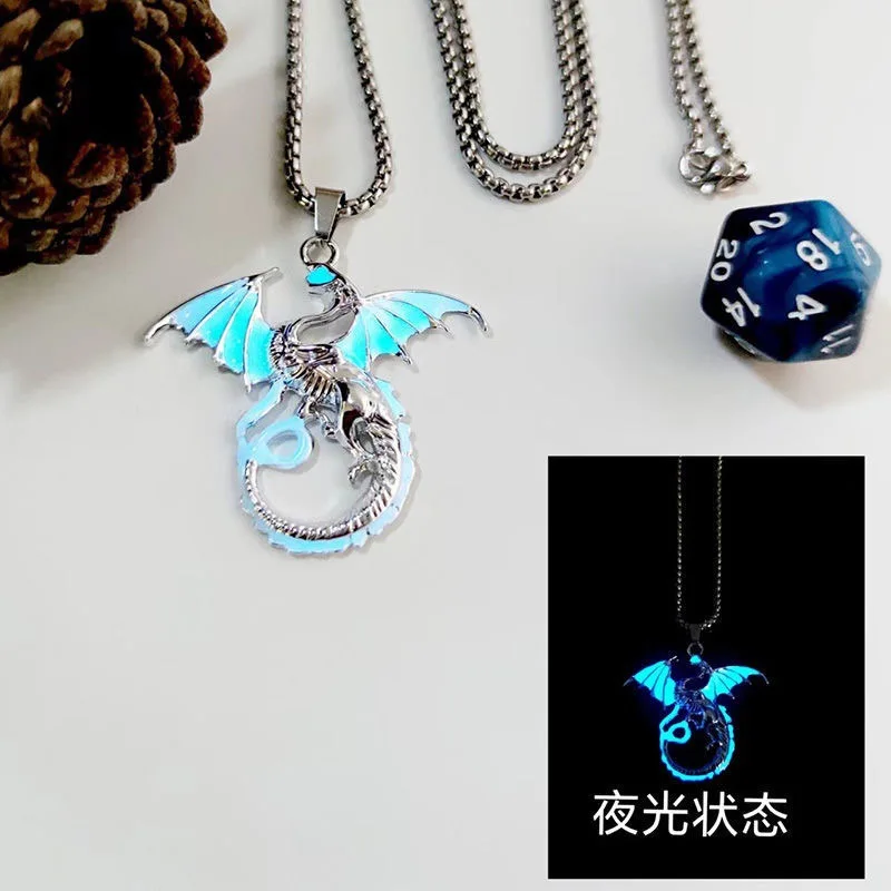 Светящийся дракон ожерелье панк светящаяся ночь ФЛУОРЕСЦЕНТНОЕ античное