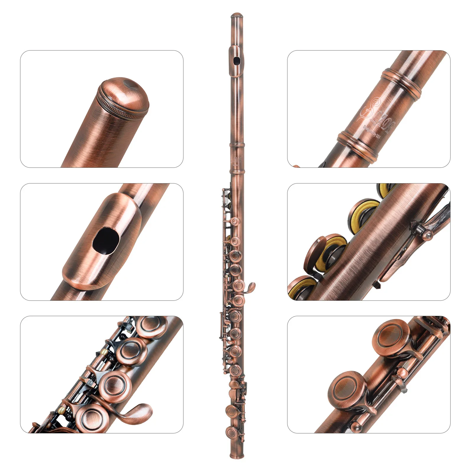 Флейта SLADE C-key 16 отверстий Закрытые отверстия C с чехлом, салфеткой для чистки, перчатками, аксессуар для деревянных духовых инструментов для меломанов.