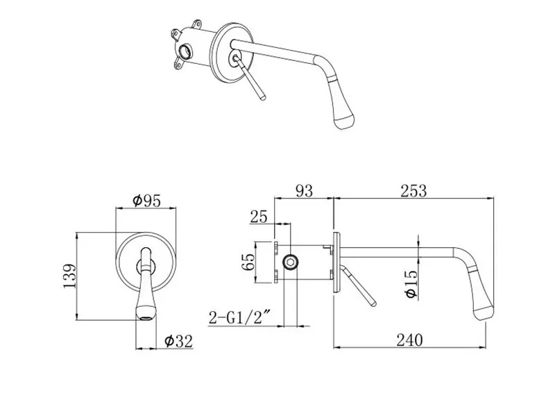 Смеситель для раковины в ванную комнату настенный кран цвета розового золота