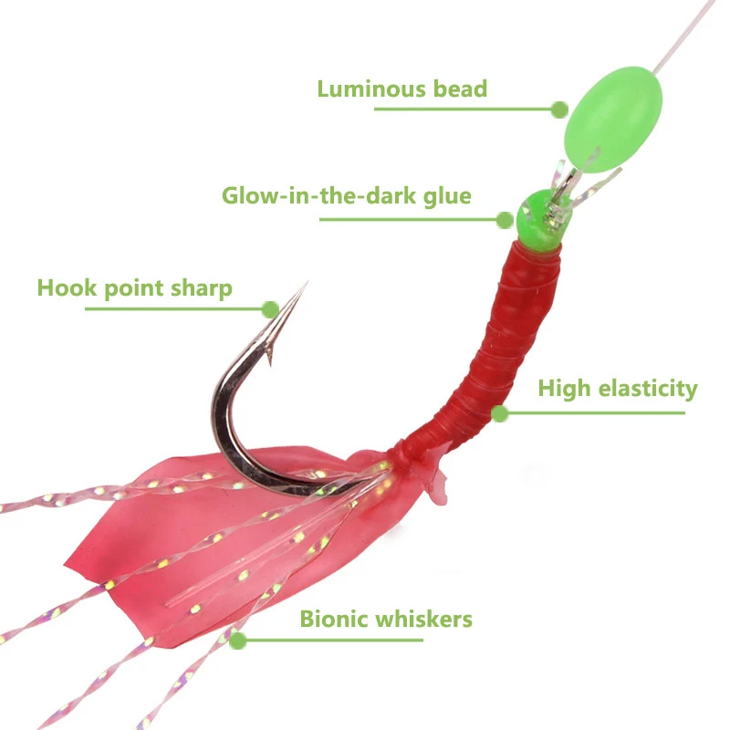 1 комплект 6 шт. рыболовные крючки Sabiki с скумбриями перьями окуня трески снасти