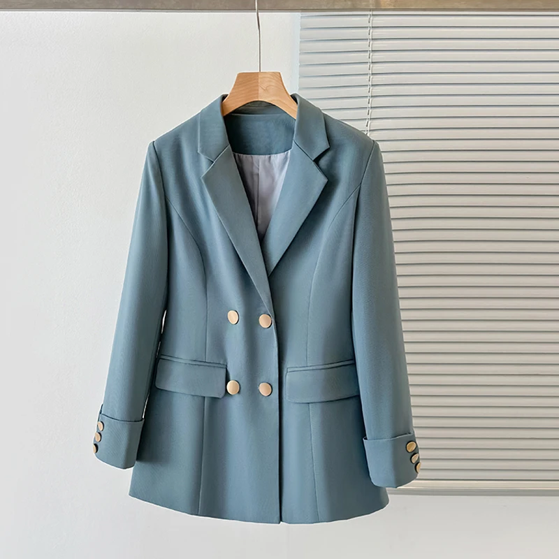 Женский двубортный пиджак и брюки элегантный деловой костюм из двух предметов