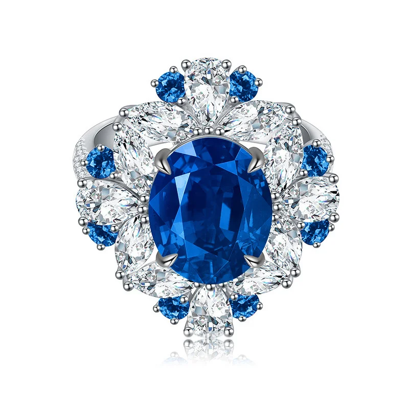 

100% Оригинальный Роскошный бренд 2022 Новинка имитация Nurture синий S925 посеребренное 18k Золотое овальное 10*12 роскошное банкетное женское кольцо