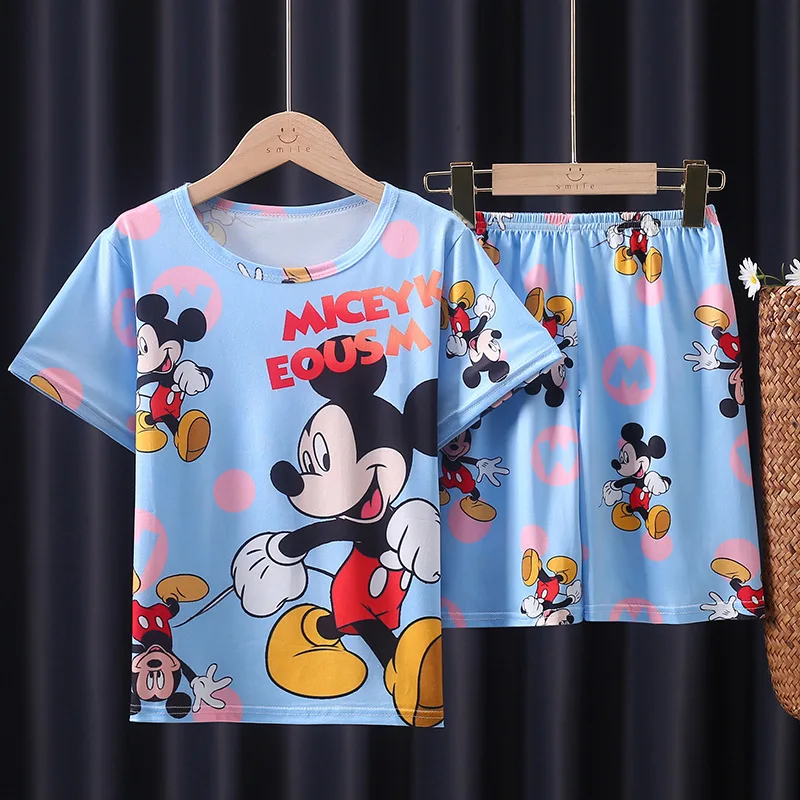 

Комплекты для мальчиков Disney с Микки/Дональд Дак/Винни/чип н Дейл летняя мультяшная одежда с короткими рукавами детские Шорты пижамные наряд...