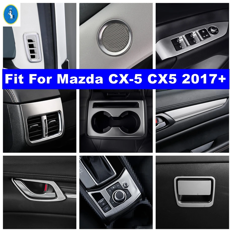 

Pillar A Speaker / Water Cup Holder / Gear Shift Panel Cover Trim For Mazda CX-5 CX5 2017 - 2022 Car Silver Interior Accessories