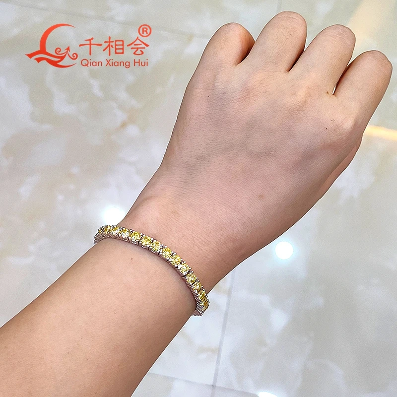 10k real gold 3mm 4mm 5mm Fashion Vivid yellow color Moissanite Tennis Bracelet Bracelet  Luxury jewelry gift party women