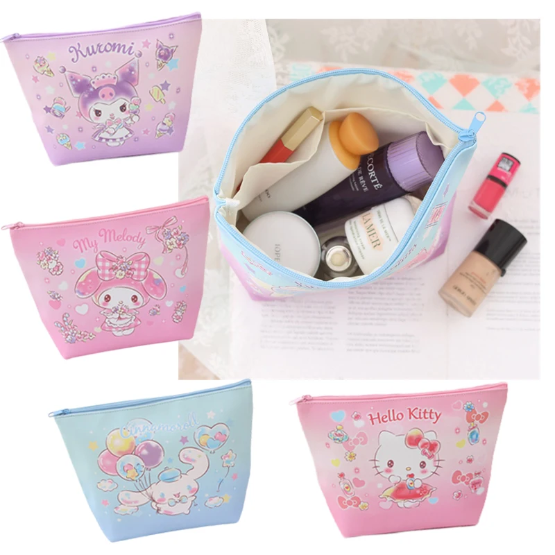 

Anime Cartoon Figures My Melody Kuromi KT Cat Cinnamoroll Cute Portable Cosmetic Bag Kawaii Travel Storage Bag Coin Purse Gifts