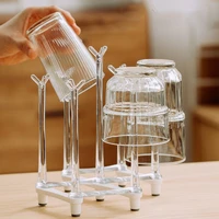 cup holder retractable adjustable upside down drain rack home living room glass water mug plastic transparent multi cup storage