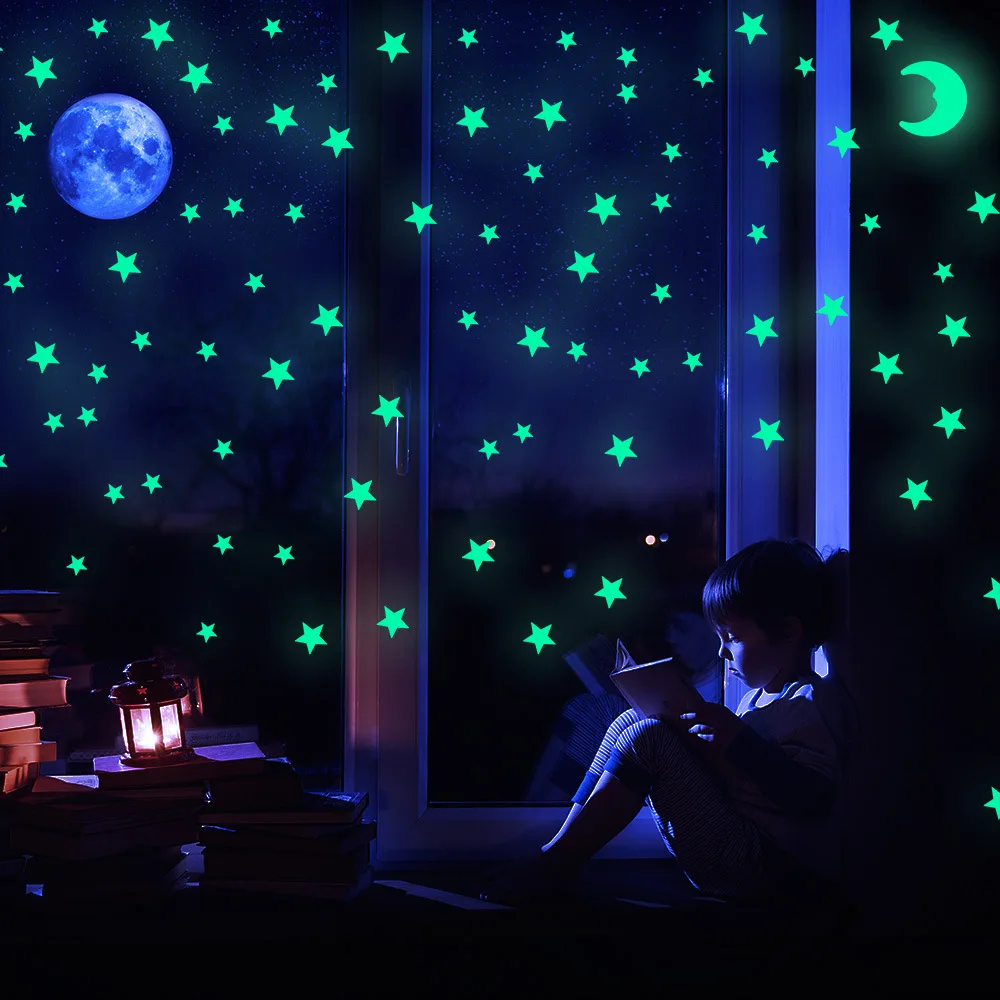 

220 Pcs Luminous Star Moon Wall Stickers Glow in the Dark for Kids Baby Room Bedroom Christmas Home Decor Luminous paste