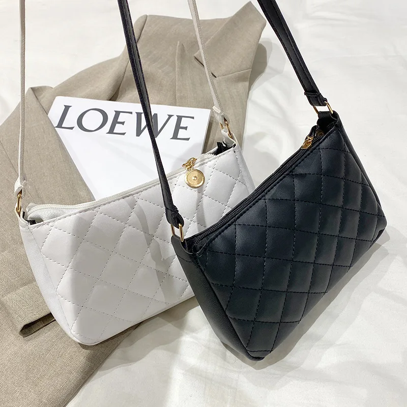 

2022 Fashion Lingge Women's Bag New PU Leather Underarm Crossbody Shoulder Bag Female Luxury Design Handbags for Women
