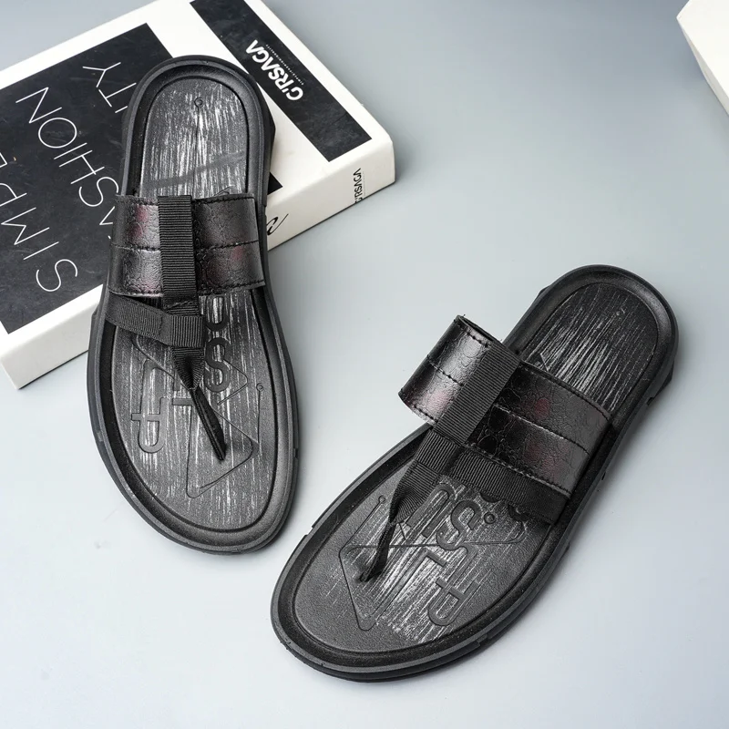 

Мужские шлепанцы нового дизайна, удобные пляжные сандалии, уличная летняя повседневная обувь, простая полуобувь