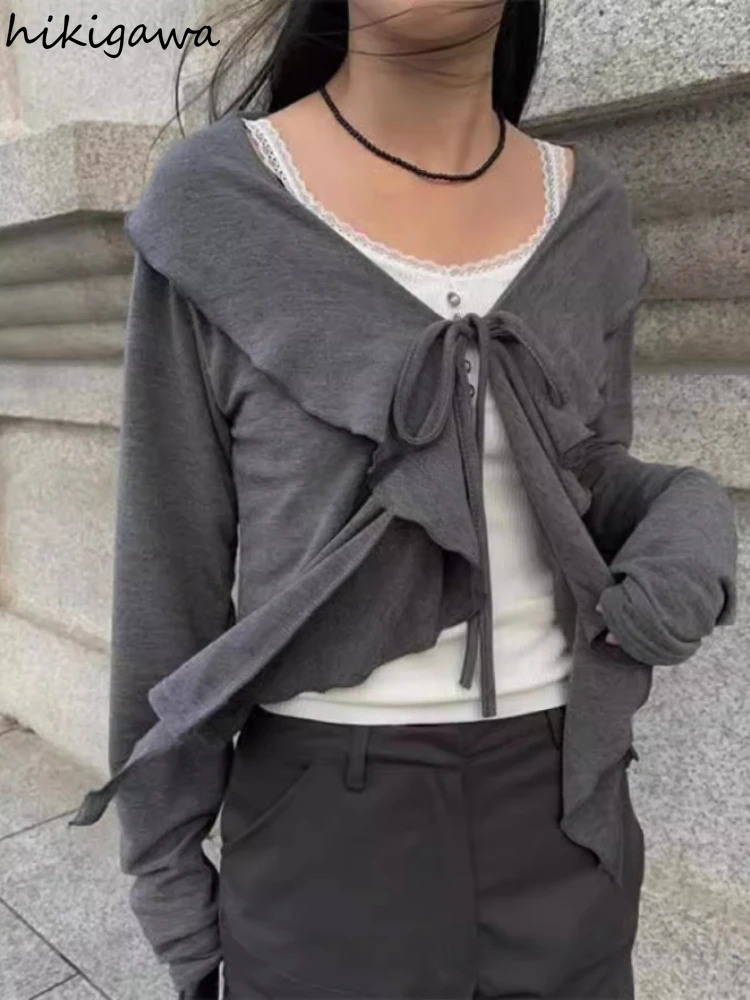 2024 модная женская блузка в Корейском стиле одежда бандажные винтажные рубашки с