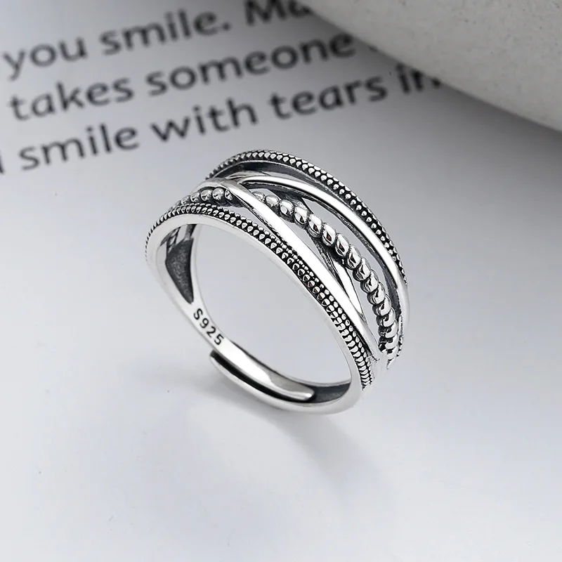 

Sterling Silver S925 women's ring fashion accessories retro hip hop Style Men's high quality fried dough twist ring girls
