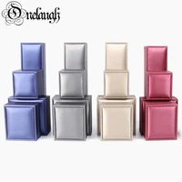 new leather with convex edge plush jewelry storage box portable packaging ring pendant box european style exquisite jewelry case