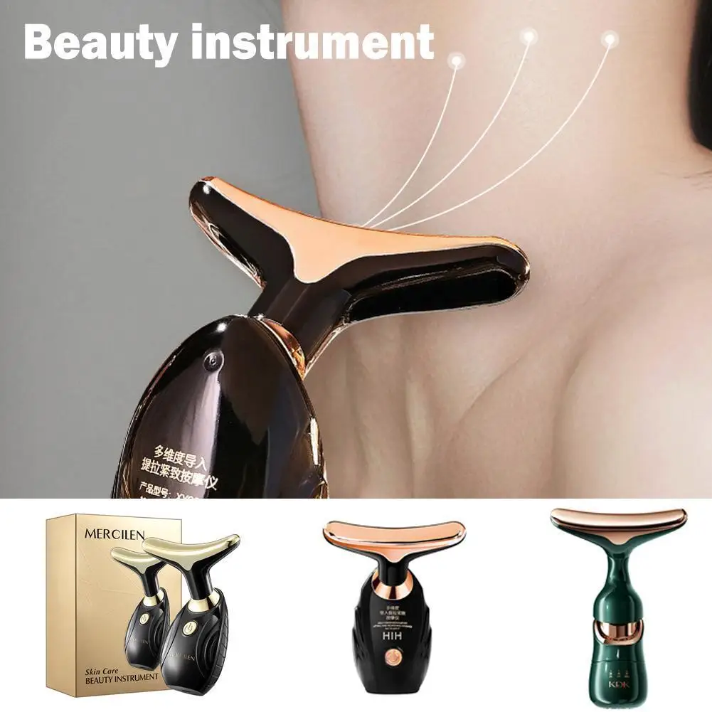 3 In 1 Face Massager Neck Facial Eye Massage Introducer Device Beauty Aging Microcurrent Rejuvenation Anti Dropshipping Ski Z1M4
