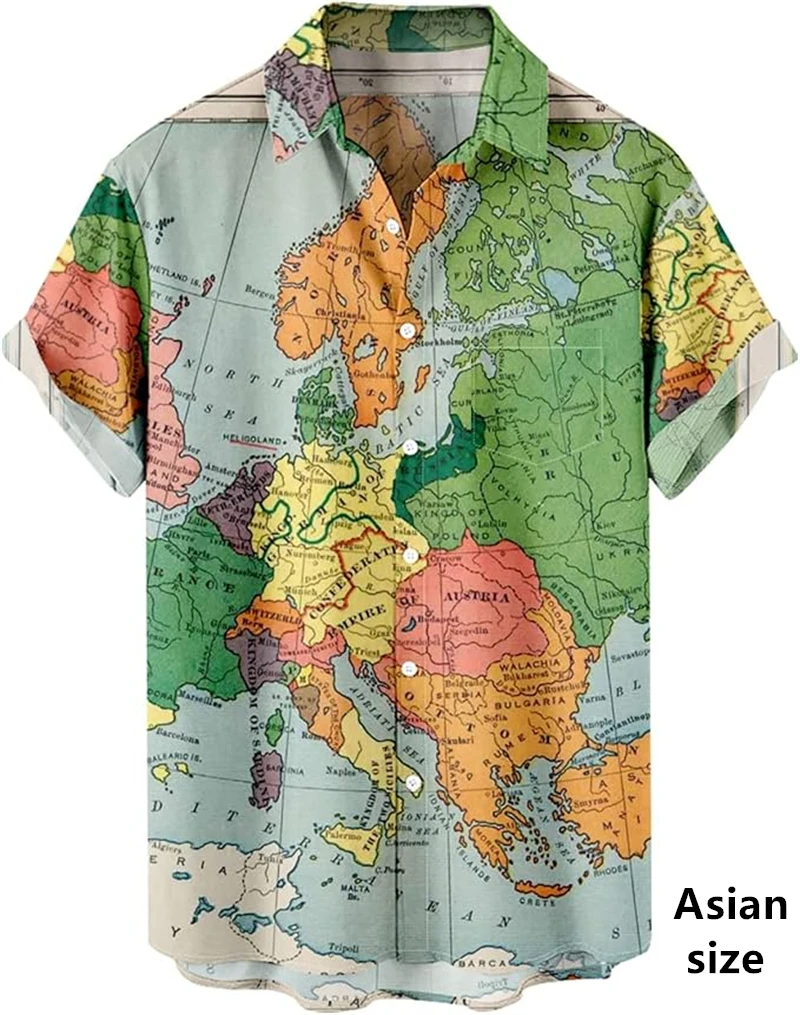 Фото New World Maps Africa Graphic Shirts Men Womens 3D Printed Hawaiian Shirts Clothing Harajuku Fashion Button Short Sleeve Tops №1