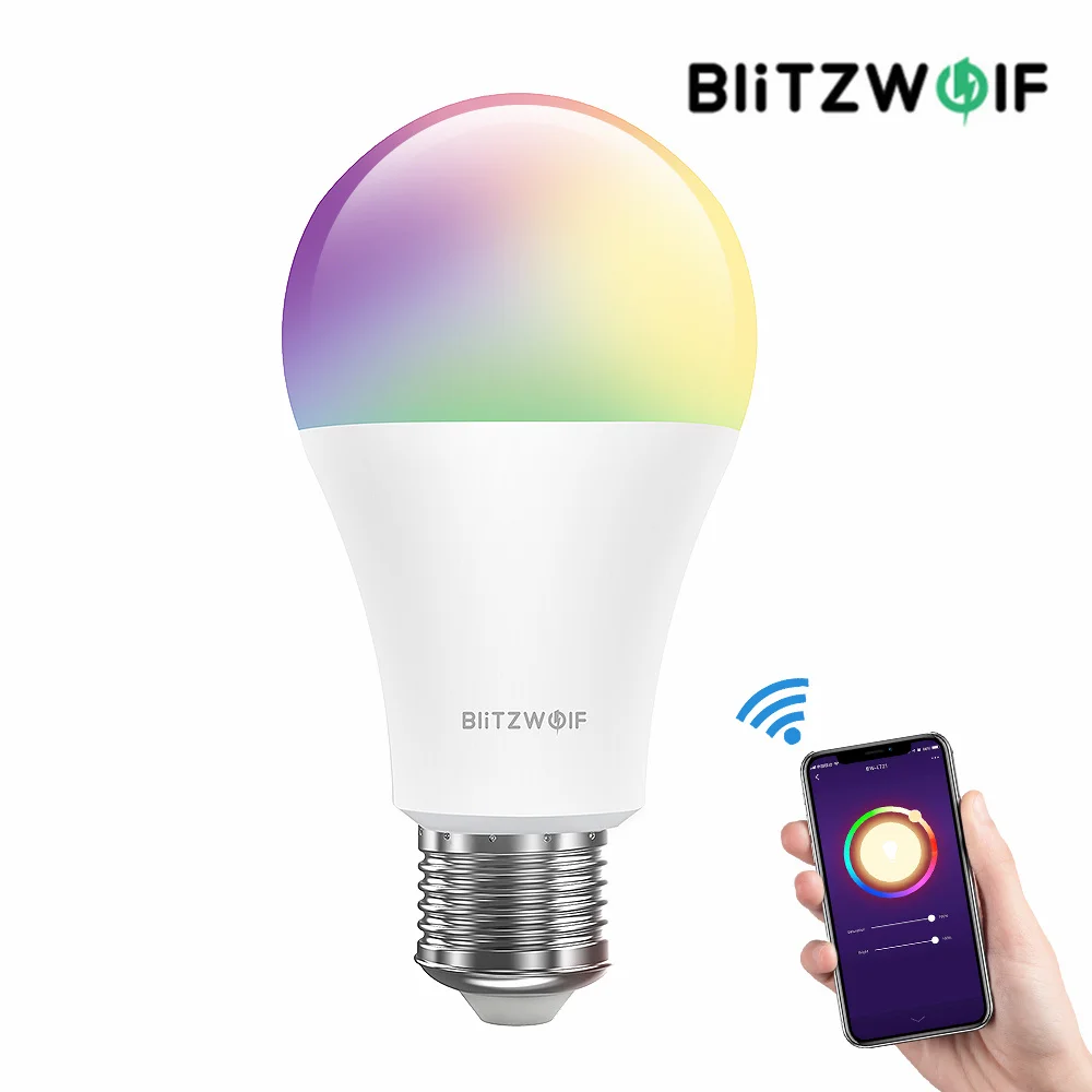 

BlitzWolf BW-LT21 Smart Light Bulb Wi-Fi LED Light E27 3000k+RGB 10W led lamp Works with Alexa Google Assistant Dimmable via App