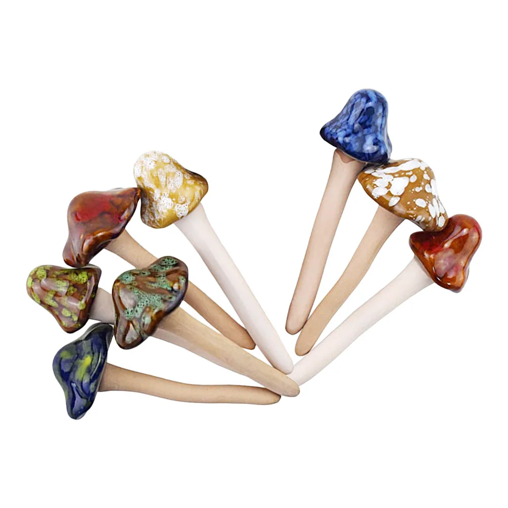 

Mushroom Garden Ceramic Mushrooms Decor Mini Statue Landscape Figurine Micro Ornament Bonsai Pot Figurines Toadstool Fairy