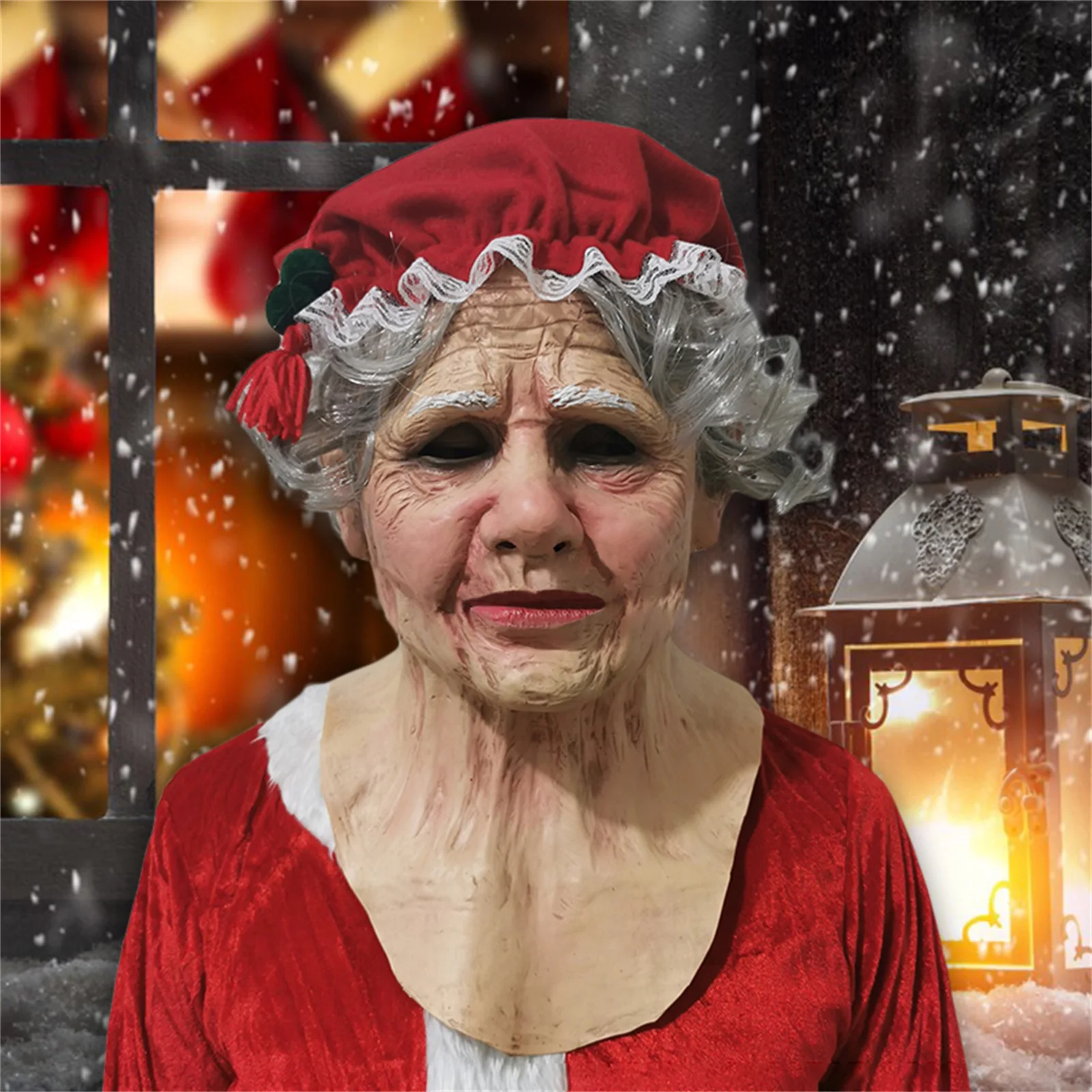 Бабушка на Хэллоуин искусственная маска головной убор мятое лицо человека