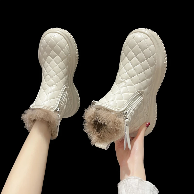 

Женская обувь, осенние ботинки, женская зимняя обувь с круглым носком, австралийская роскошная дизайнерская плюшевая обувь на плоской подо...