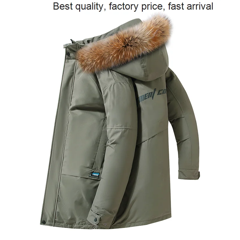 

High quality luxury brand Warm Parka Down Jacket Winter Hoodie Fur Collar Men's Tops Yong Padded Long Design Ladies Coat Pockets