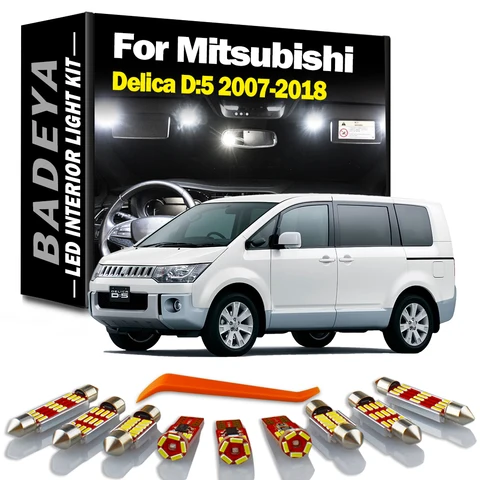 BADEYA 12 шт. Canbus для Mitsubishi Delica D5 D:5 CV5W CV2W 2007-2016 2017 2018 светодиодный комплект внутреннего освещения для чтения автомобильные купольные лампы с картой