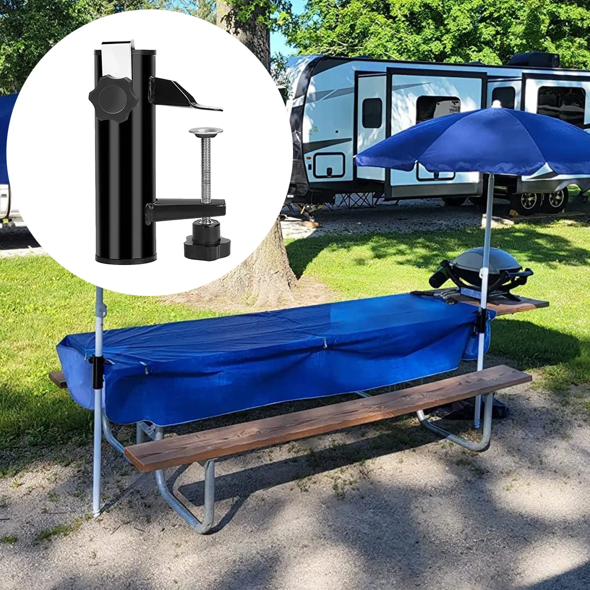 Крепежный зажим для зонта во дворе на балкон уличный крепления стола стойка