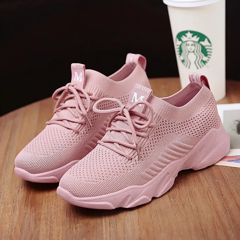2022 Mesh Sneakers Women's Korean-Style Fashion Casual Shoes Soft Bottom Running Shoes